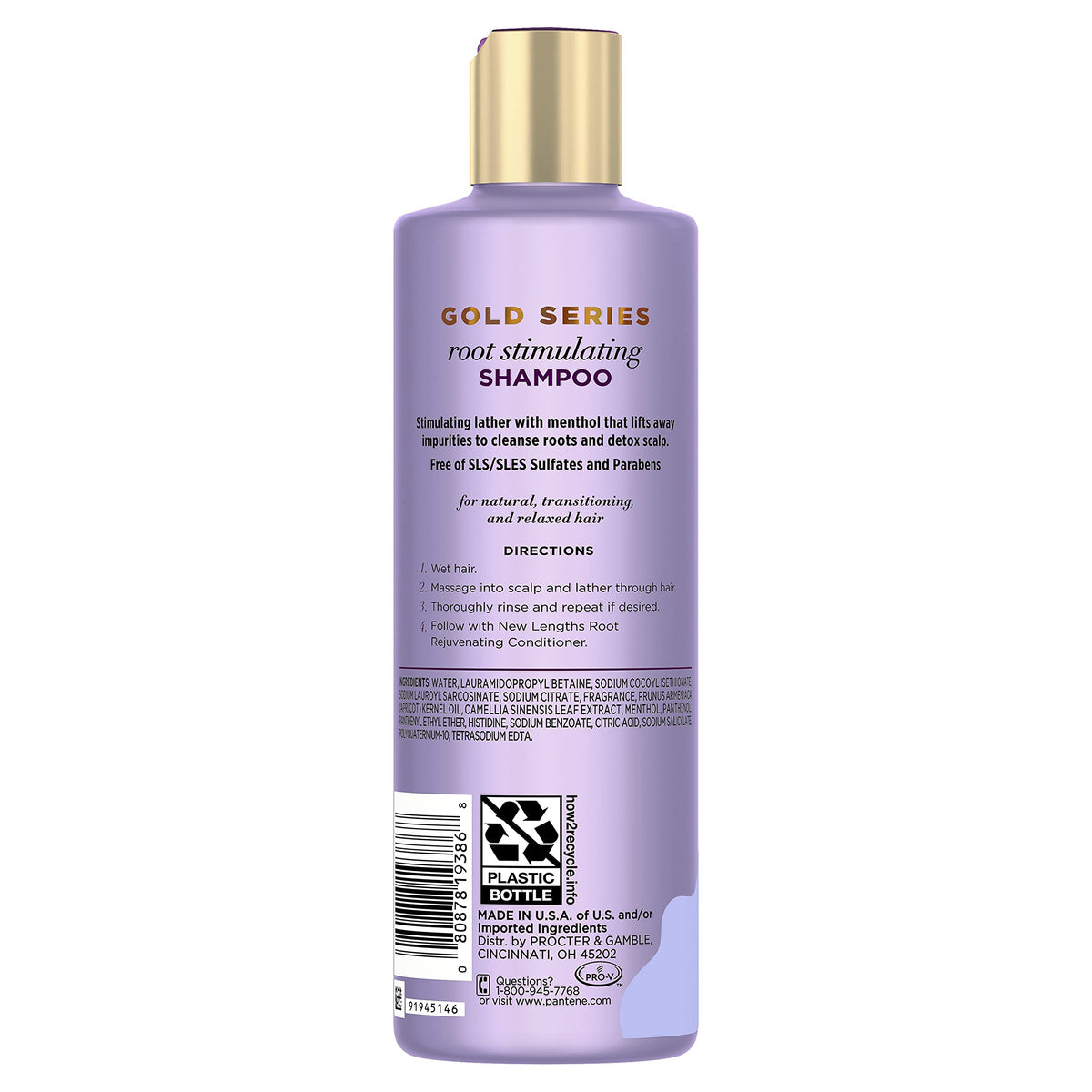 Pantene Gold Series shampoo bottle side view