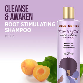 Pantene Gold Series shampoo in bathroom setting