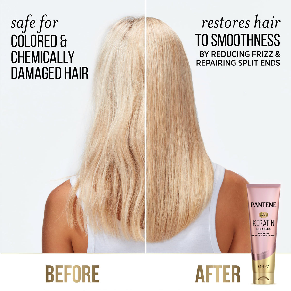 Pantene Keratin Leave-In Conditioner application on damp hair