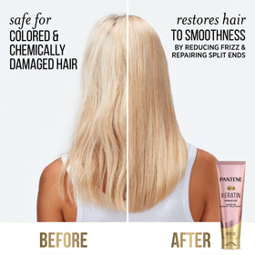 Pantene Keratin Leave-In Conditioner application on damp hair