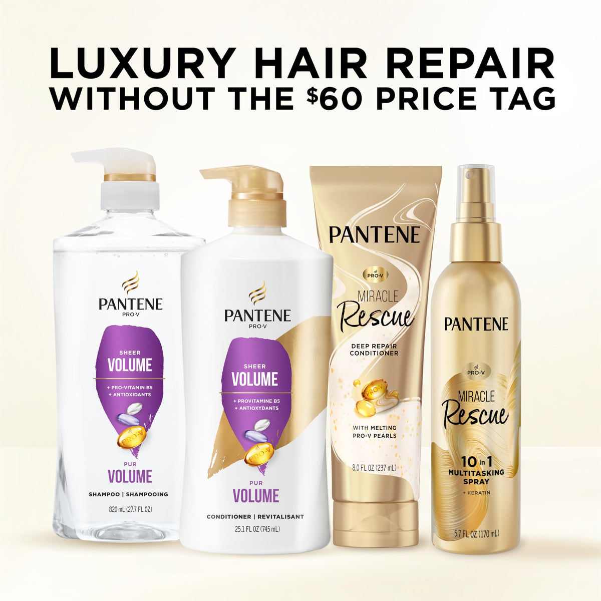 Pantene Sheer Volume Shampoo in bathroom setting