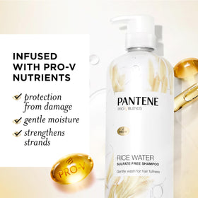 Pantene Sulfate Free Shampoo with Rice Water 30 oz back view