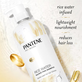Pantene Sulfate Free Shampoo with Rice Water 30 oz in shower setting
