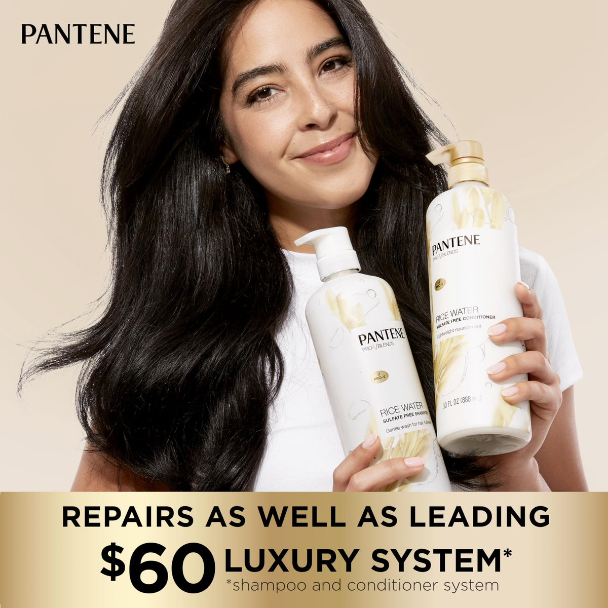 Pantene Sulfate Free Shampoo with Rice Water 30 oz pump bottle