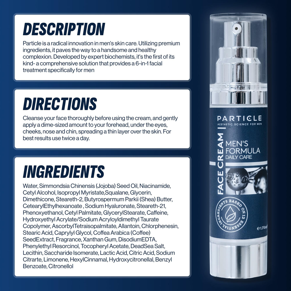 Particle 6-in-1 Face Cream for Men with grooming products
