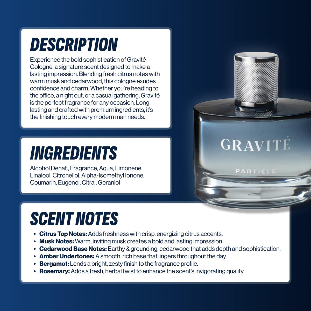 Particle Gravité Cologne Spray bottle with citrus fruits