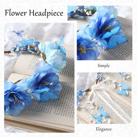 PartyforU Blue Flower Crown Headpiece displayed with other color options