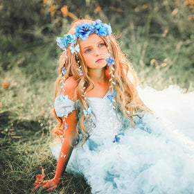 PartyforU Blue Flower Crown Headpiece in packaging