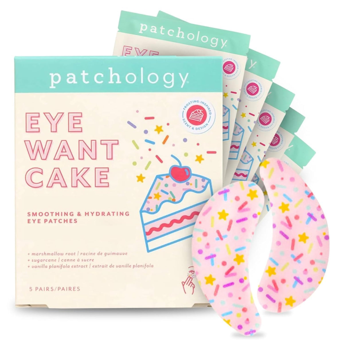 Patchology Eye Want Cake Under Eye Patches front view with sprinkle design