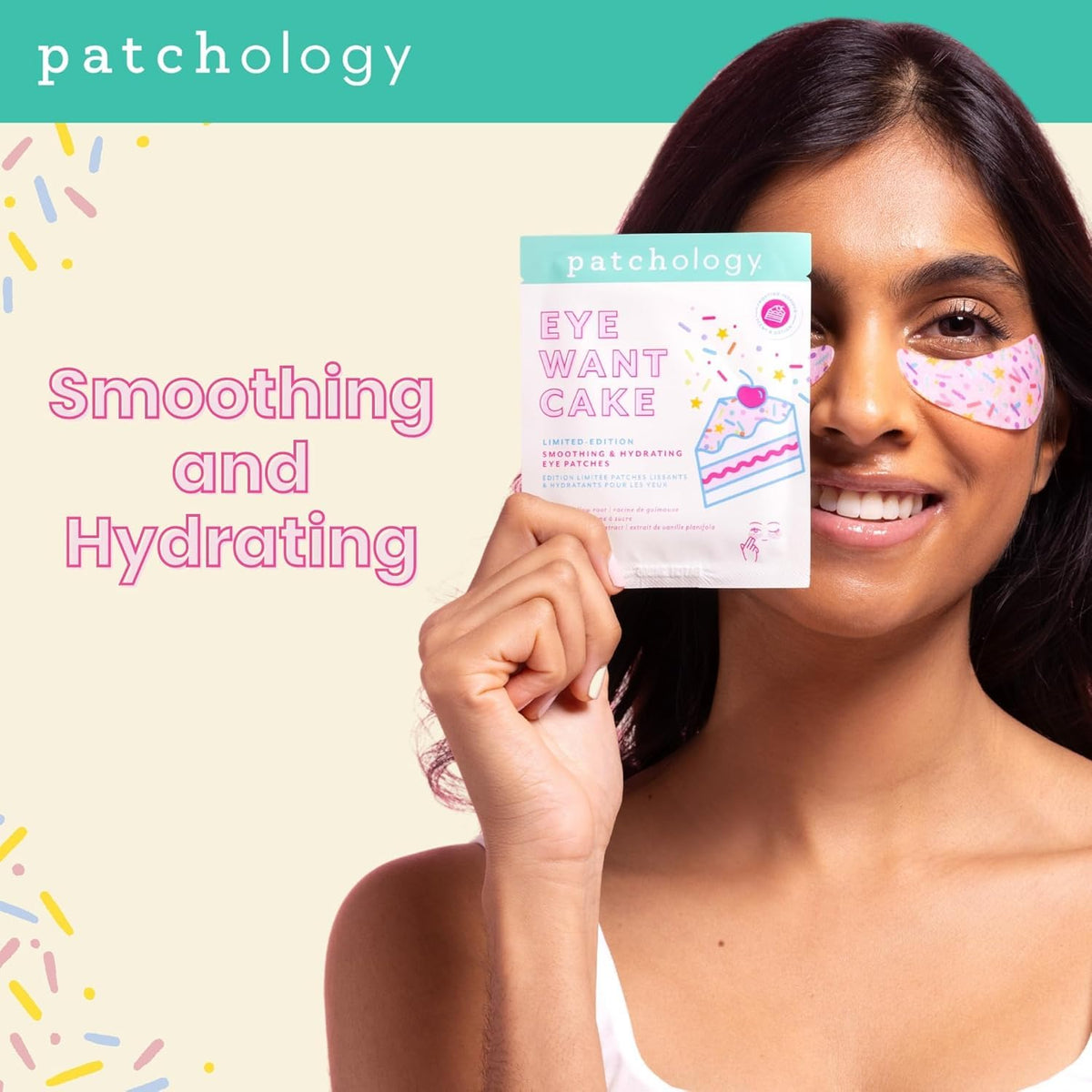 Patchology Eye Want Cake Under Eye Patches in packaging with frosting-inspired scent