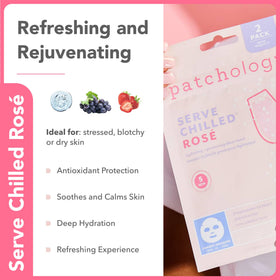 Patchology face masks displayed with ingredients