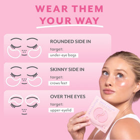 Patchology Rosé Under Eye Patches in use on a model