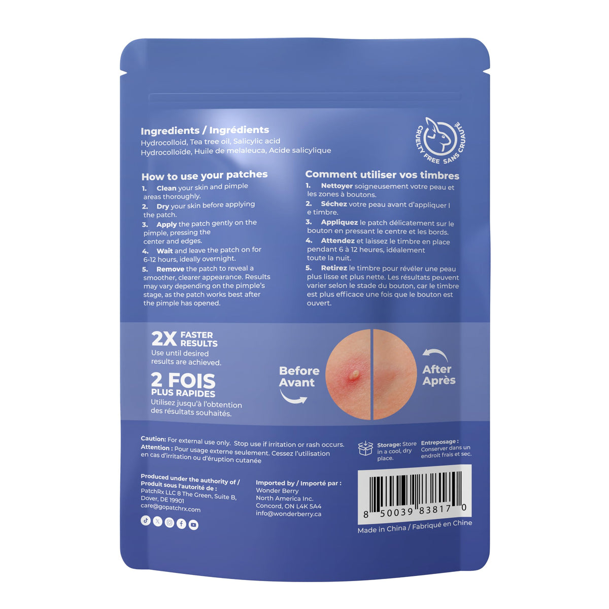 PatchRx Pimple Patches packaging with product details