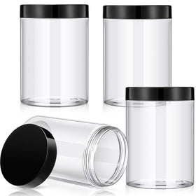 Patelai 12 oz plastic jar with black lid, front view