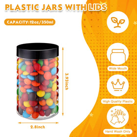 Patelai 12 oz plastic jar with black lid, side view