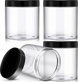 Patelai 16 Ounce plastic jar with black screw-on lid front view