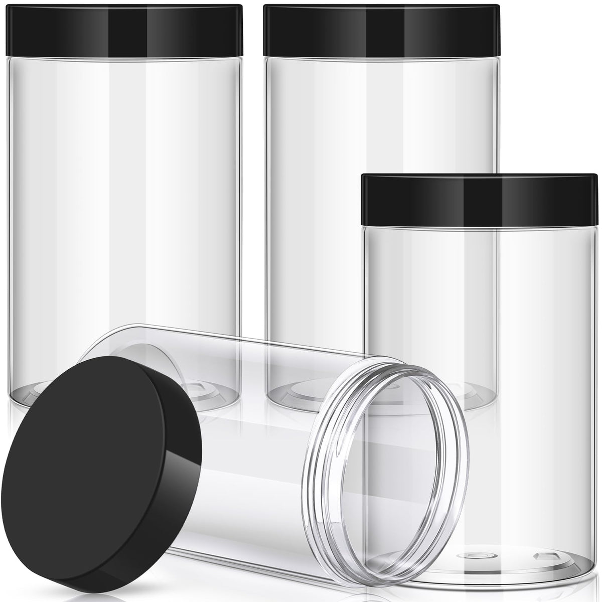 Patelai 32 oz plastic jar with white screw-on lid front view