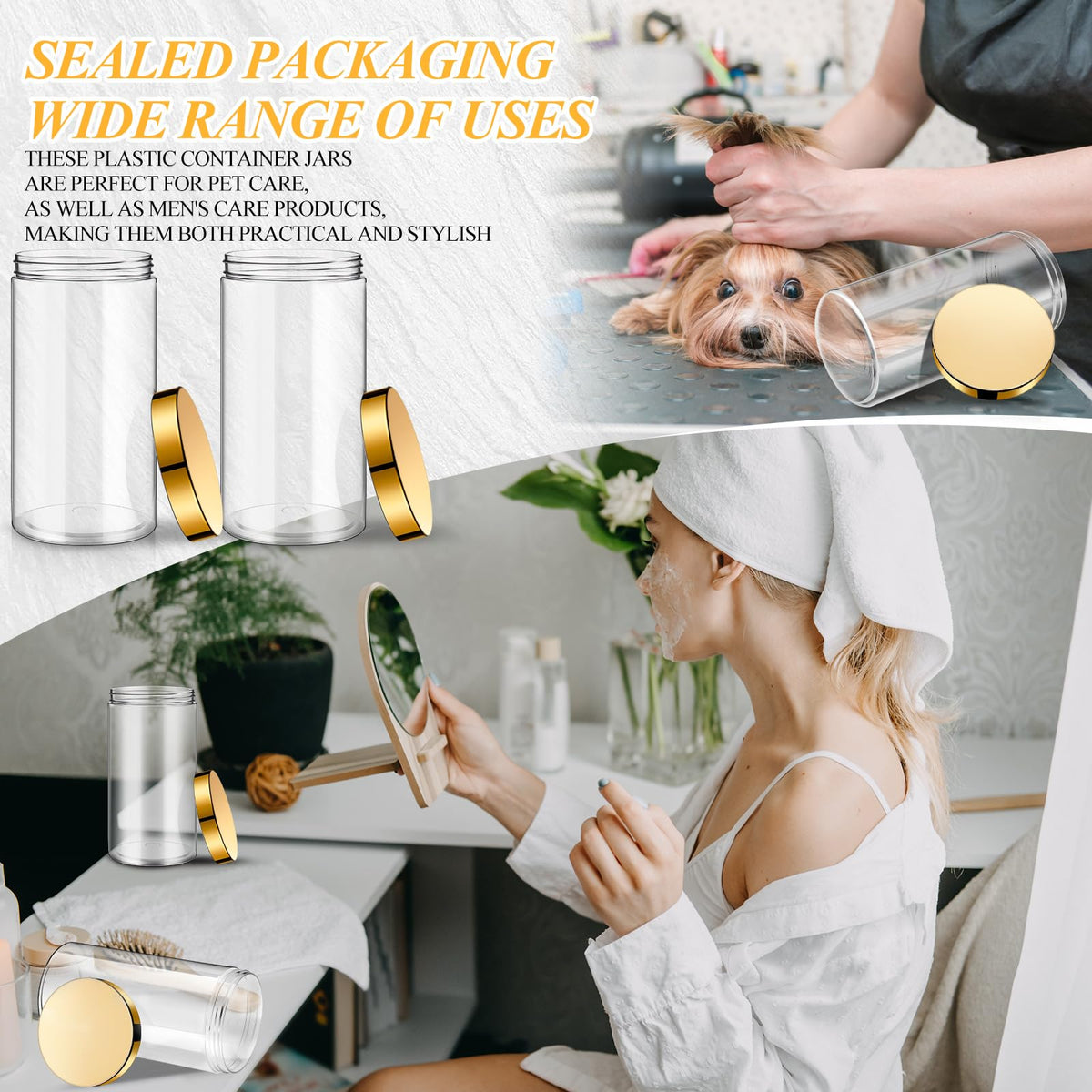 Patelai plastic jars for storing makeup and crafts