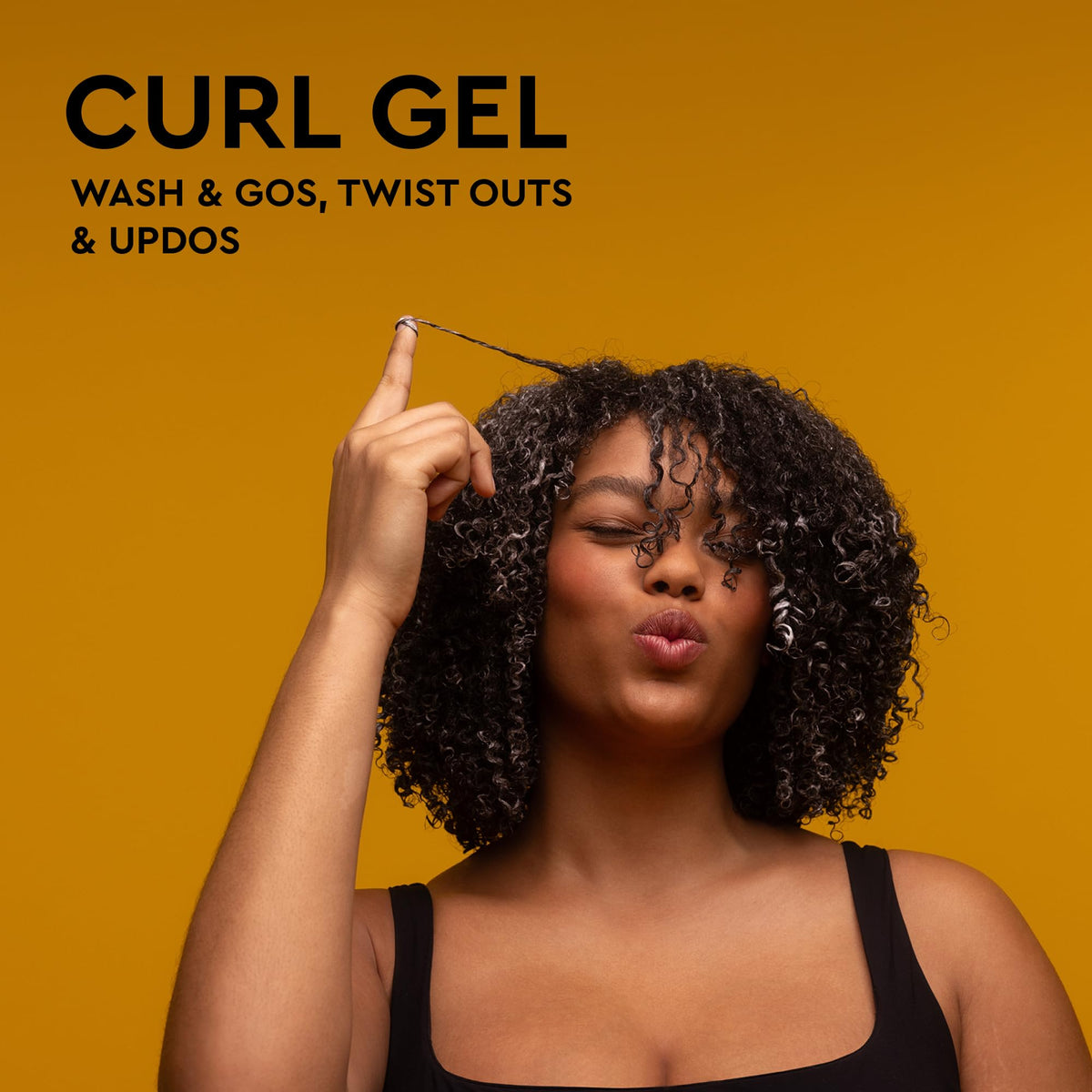 PATTERN Curl Gel 9.8 fl oz with a model showcasing defined curls