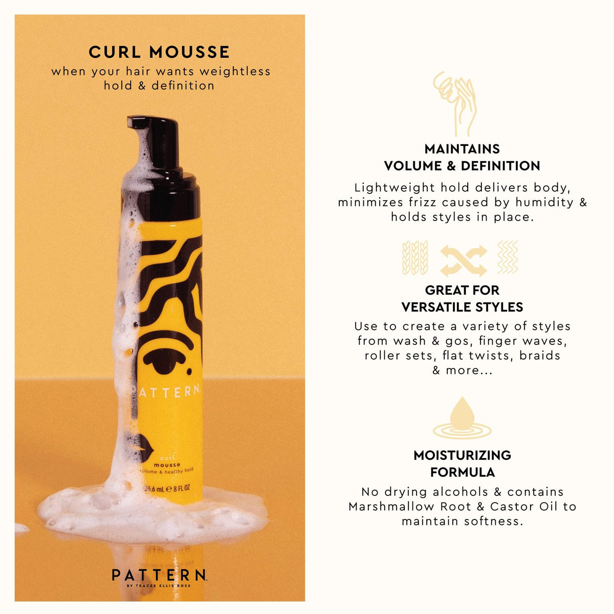 PATTERN Curl Mousse 8 fl oz in a bathroom setting