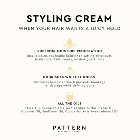 PATTERN Styling Cream 25 fl oz with a textured background