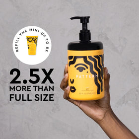 PATTERN Styling Cream displayed with curly hairstyles