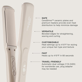 Paul Mitchell Smooth+ Ceramic Flat Iron taupe model side view