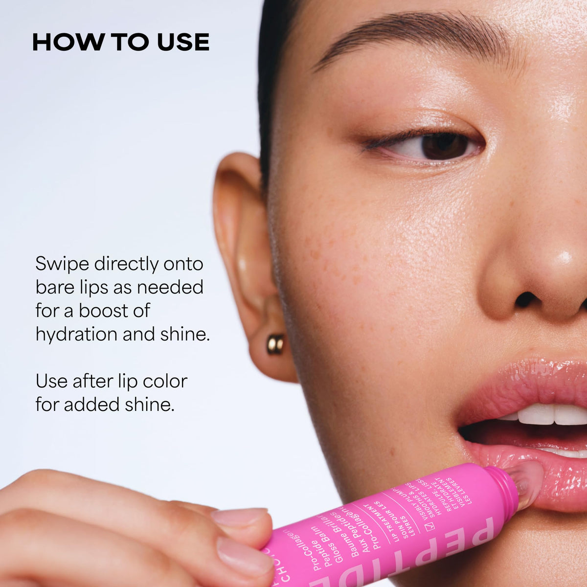 Paula's Choice Pro-Collagen Peptide Gloss Lip Balm applied on lips