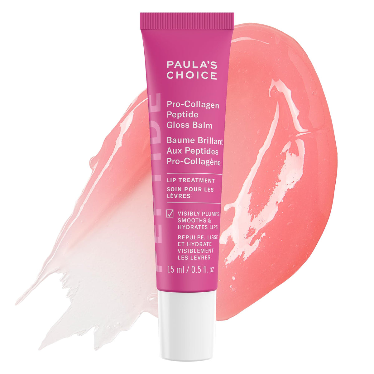 Paula's Choice Pro-Collagen Peptide Gloss Lip Balm front view in sheer pink