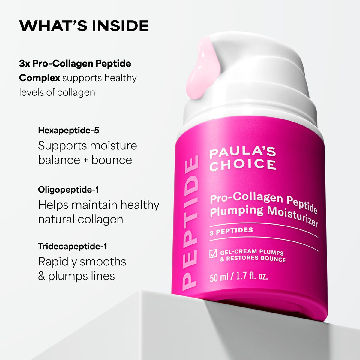 Paula's Choice Pro-Collagen Peptide Moisturizer with skincare products