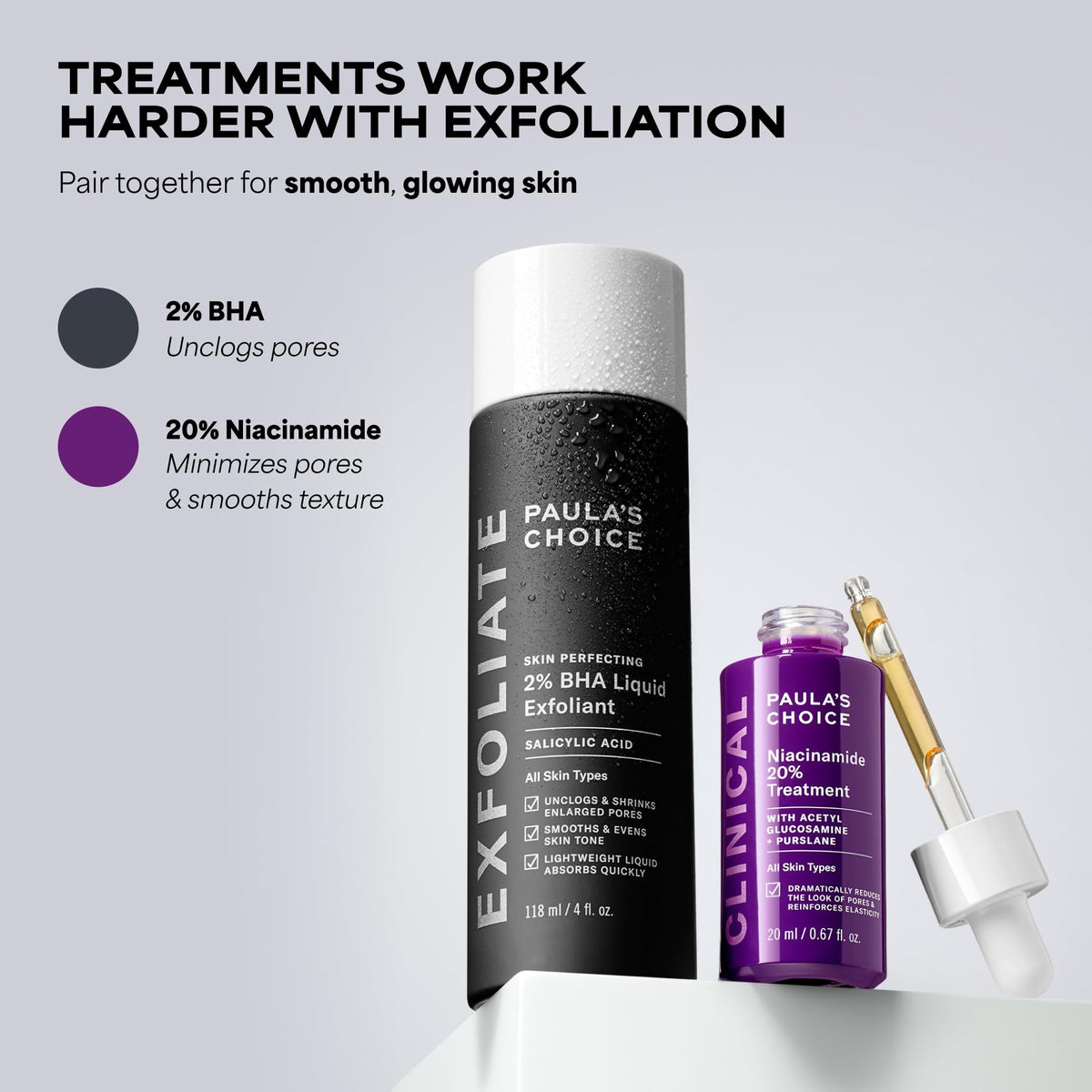 Paula's Choice serum in a skincare routine setup