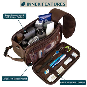 PAVILIA Men's Toiletry Bag side view with pockets