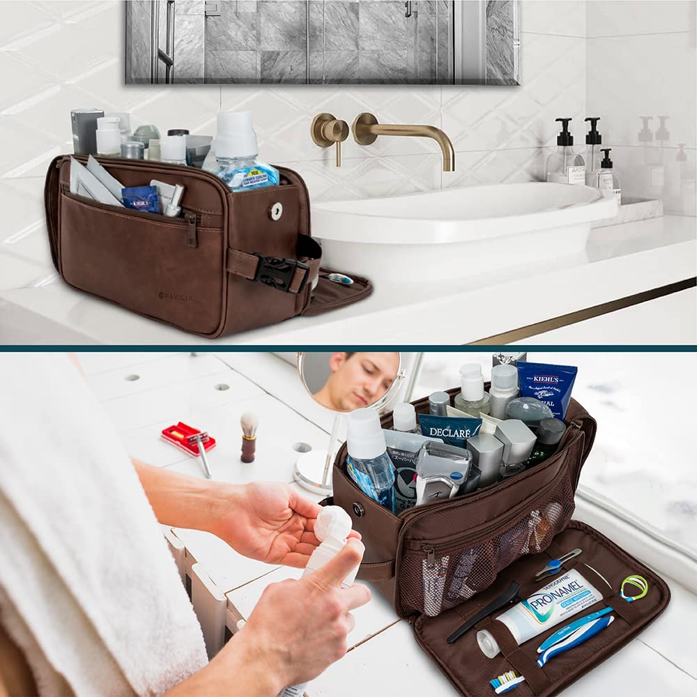 PAVILIA Toiletry Bag clip-on buckle handle for easy hanging