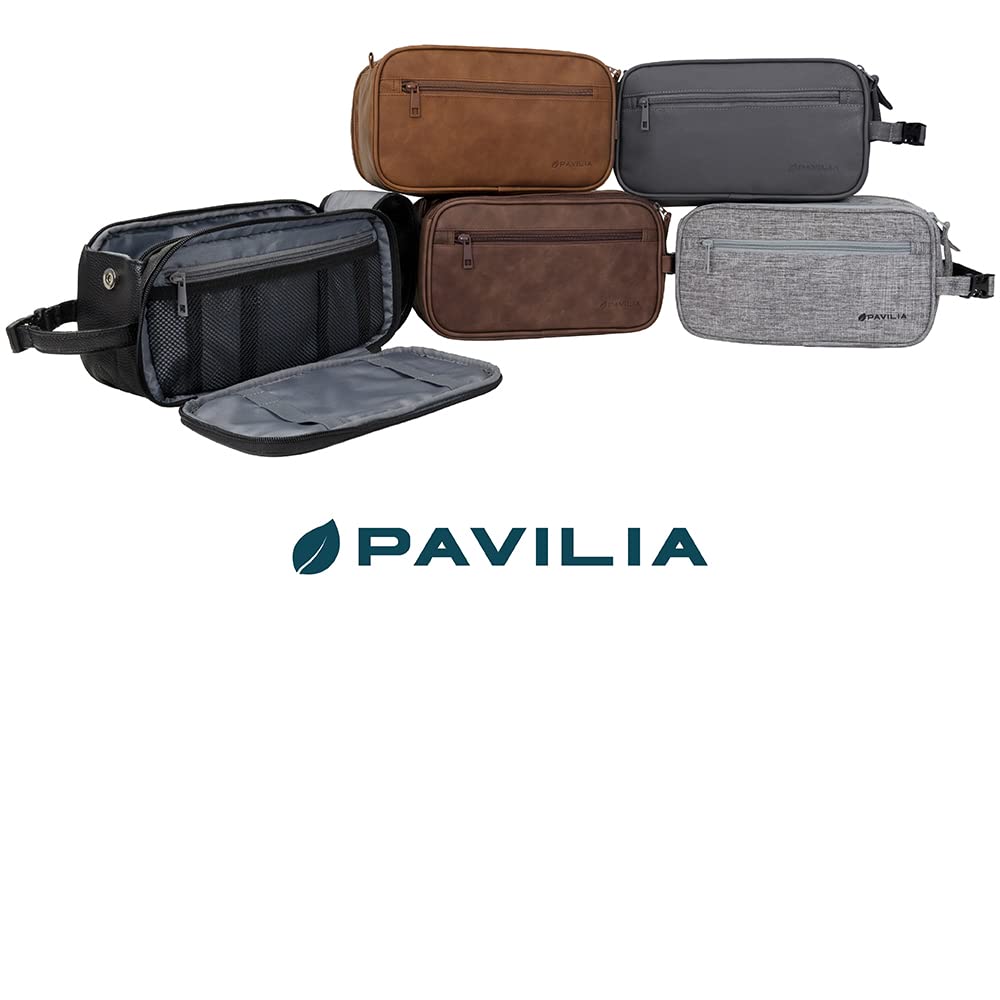 PAVILIA Toiletry Bag displayed on a bathroom counter