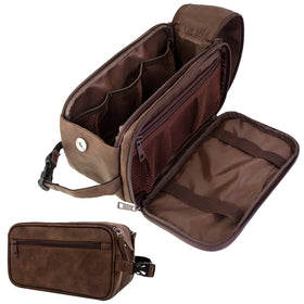 PAVILIA Toiletry Bag for Men dark brown front view