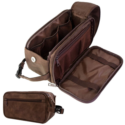PAVILIA Toiletry Bag for Men dark brown front view