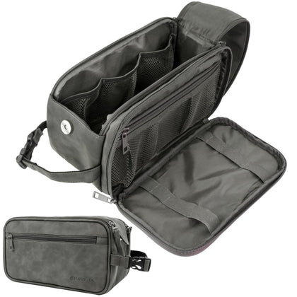PAVILIA Toiletry Bag for Men in dark grey front view