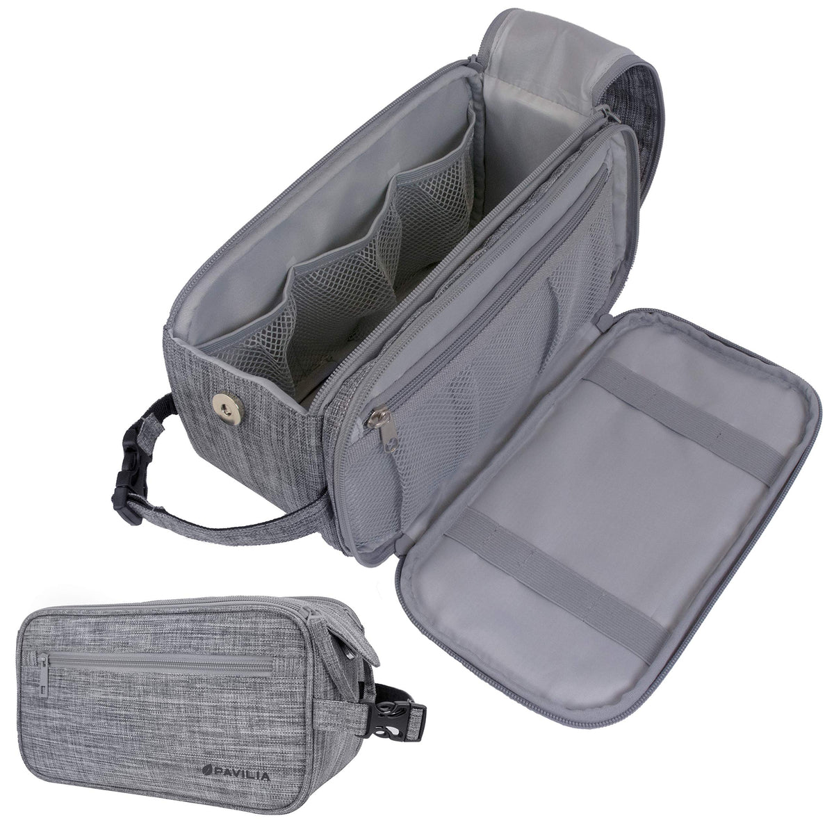 PAVILIA Toiletry Bag for Men in Heather Grey front view