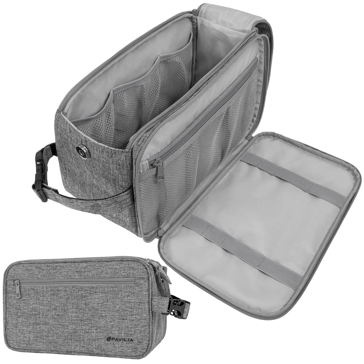 PAVILIA toiletry bag for men XL in grey, front view