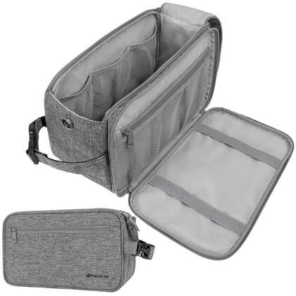 PAVILIA toiletry bag for men XL in grey, front view