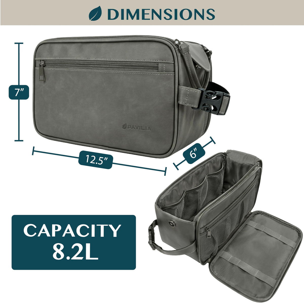 PAVILIA Toiletry Bag interior compartments and pockets