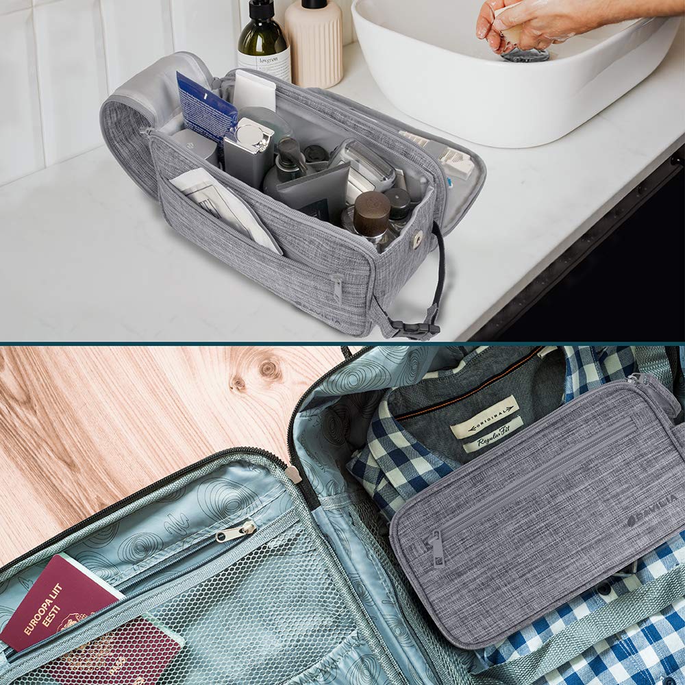 PAVILIA Toiletry Bag packed in a suitcase