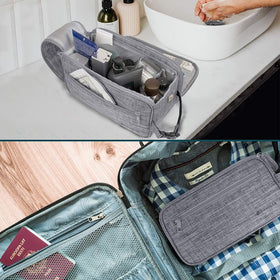 PAVILIA Toiletry Bag packed in a suitcase