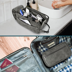PAVILIA Toiletry Bag placed on a bathroom counter