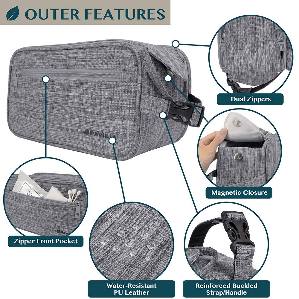 PAVILIA Toiletry Bag showing interior compartments