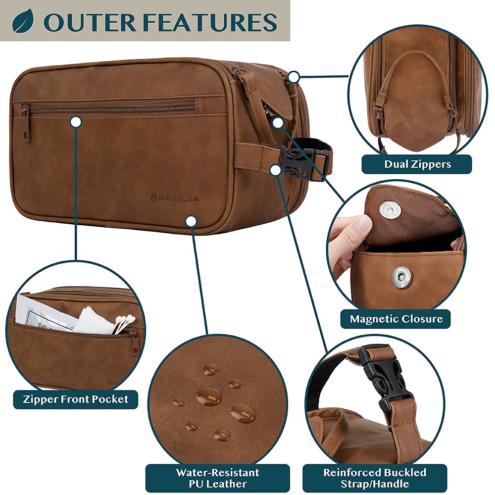 PAVILIA Toiletry Bag side view with clip-on buckle