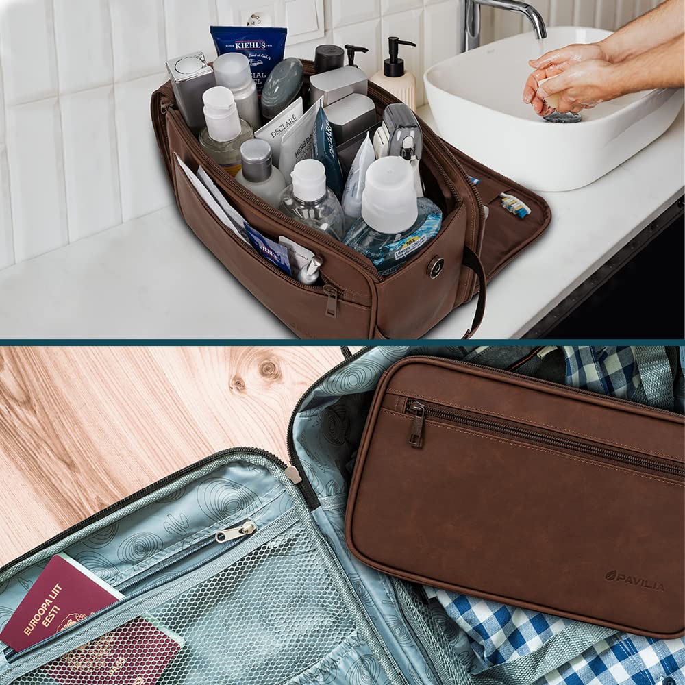 PAVILIA Toiletry Bag spacious interior with grooming items