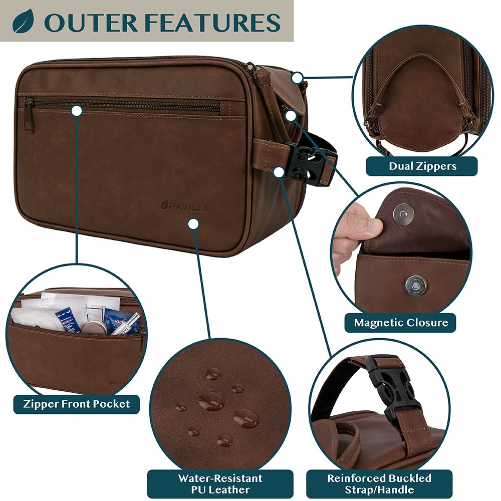PAVILIA Toiletry Bag with double zipper design for easy access