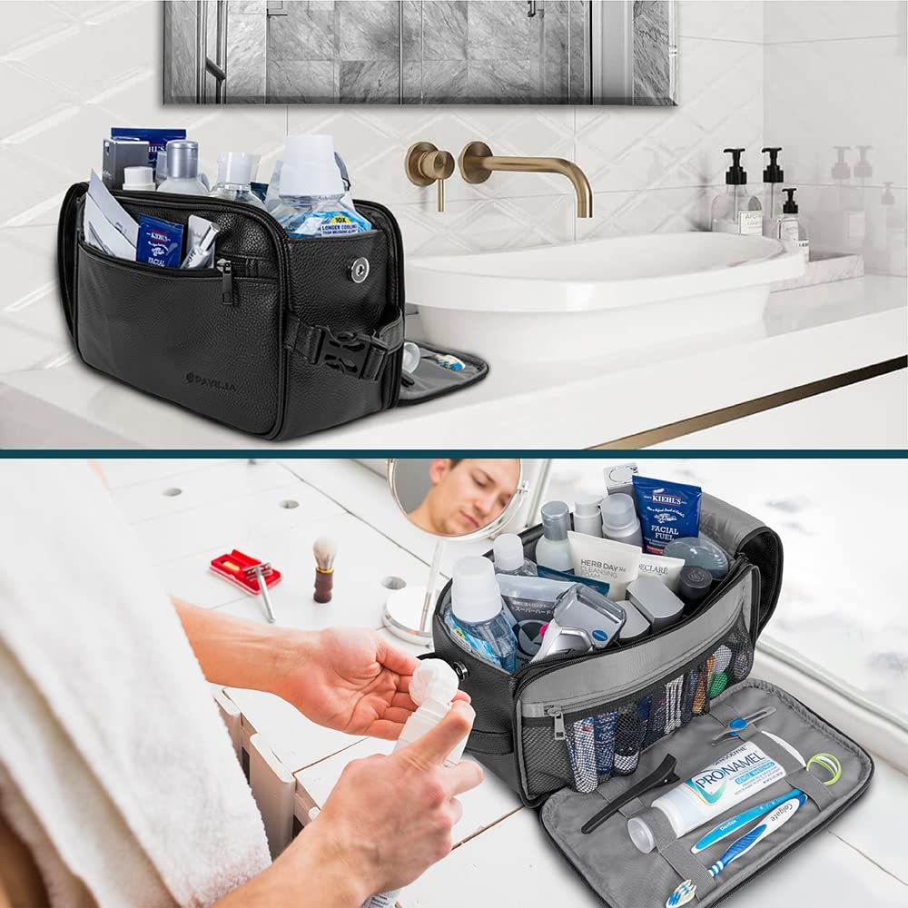 PAVILIA XL Toiletry Bag hanging in a bathroom