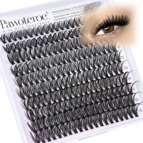 Pawotence Lash Clusters 200pcs front view with various lash lengths